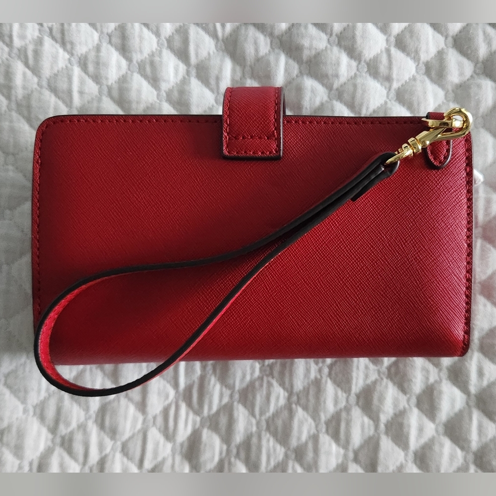 BRAND NEW Ralph Lauren Red Leather Wallet Clutch Wristlet - Picture 2 of 4